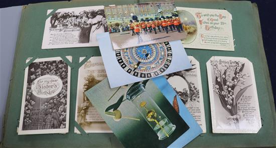 A collection of over 550 assorted postcards in three albums and loose, including Irish Rebellion, WWI English